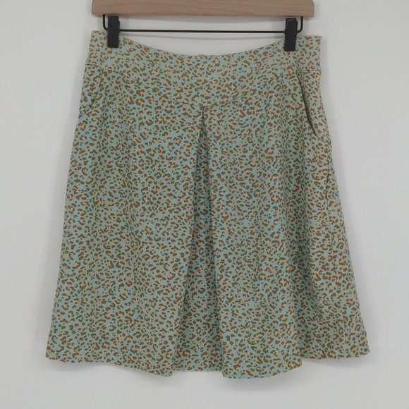 J. McLaughlin Silk Wool Skirt Blue Cheetah Print Size 8‎ - Picture 1 of 14